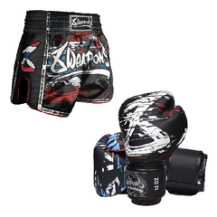 8 Weapons Combo 8 Weapons Gloves Cut like a Blade 2.0 + Muay Thai Shorts Black Combo