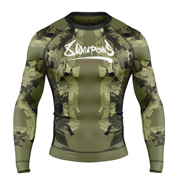 8 Weapons Longsleeve Rash Guard 8 Weapons Rashguard LS Hit 2.0 Olive-Black