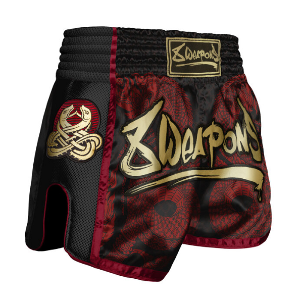 8 Weapons Muay Thai Shorts 8 Weapons Shorts Sak Yant Naga Black-Red