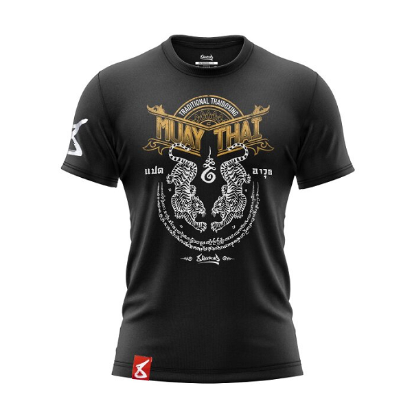 8 Weapons Muay Thai T Shirts 8 Weapons T-Shirt Sak Yant Tigers Black