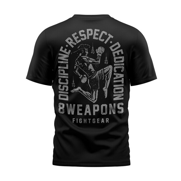 8 Weapons Muay Thai T Shirts 8 Weapons T-Shirt Tombstone Black
