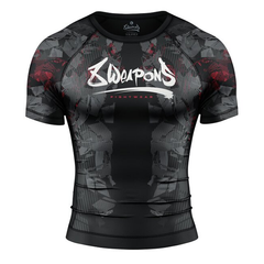 8 Weapons Short Sleeve Rashguards 8 Weapons Rashguard SS Hit 2.0 Black-Red