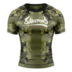 8 Weapons Short Sleeve Rashguards 8 Weapons Rashguard SS Hit 2.0 Olive-Black