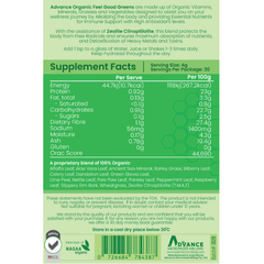 Advance Nutrition Supplements Advance Organic Feel Good Greens + Clinoptilolite Zeolite