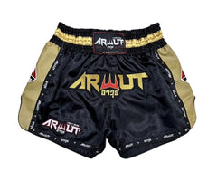 Arwut Fight Gear Muay Thai Shorts Arwut Retro Muay Thai Shorts Carbon Edition Black/Gold