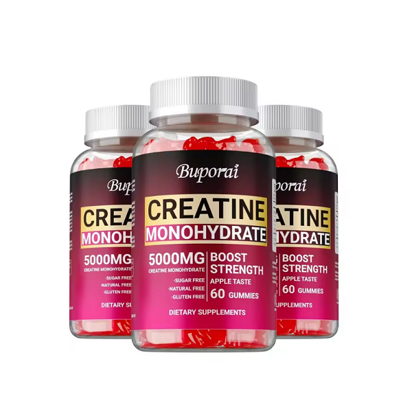 Buporai Supplements 3 Bottles Buporai Monohydrate Creatine Gummies Apple 60