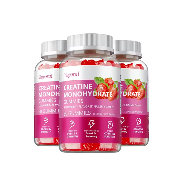 Buporai Supplements 3 Bottles Buporai Monohydrate Creatine Gummies Strawberry 60