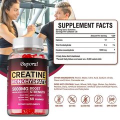Buporai Supplements Buporai Monohydrate Creatine Gummies Apple 60