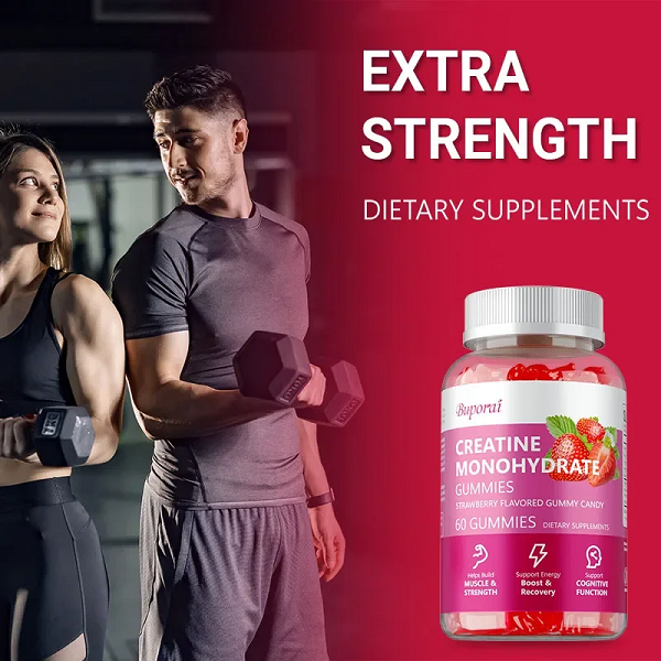 Buporai Supplements Buporai Monohydrate Creatine Gummies Strawberry 60