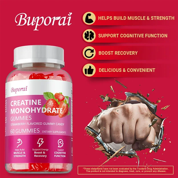 Buporai Supplements Buporai Monohydrate Creatine Gummies Strawberry 60
