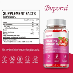 Buporai Supplements Buporai Monohydrate Creatine Gummies Strawberry 60