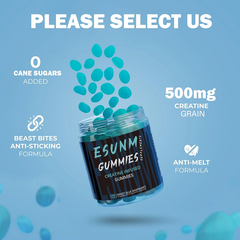 Esunm Supplements Supplements Esunm Supplements Creatine Sugar Free Gummies Blue Raspberry 150