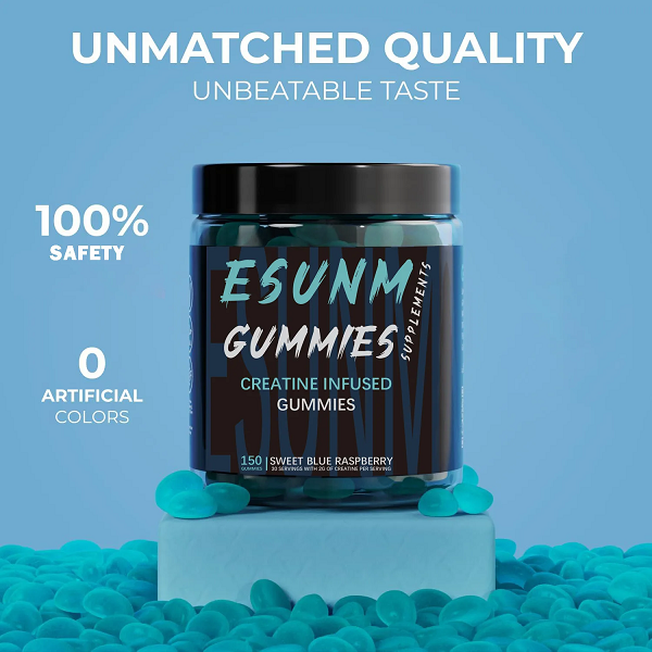 Esunm Supplements Supplements Esunm Supplements Creatine Sugar Free Gummies Blue Raspberry 150