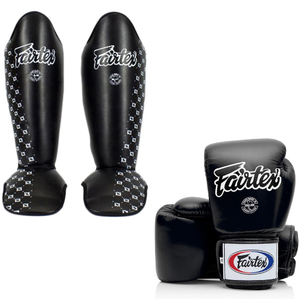 Fairtex Fairtex BGV1 Boxing Gloves + SP5 Shinguard Combo - Black