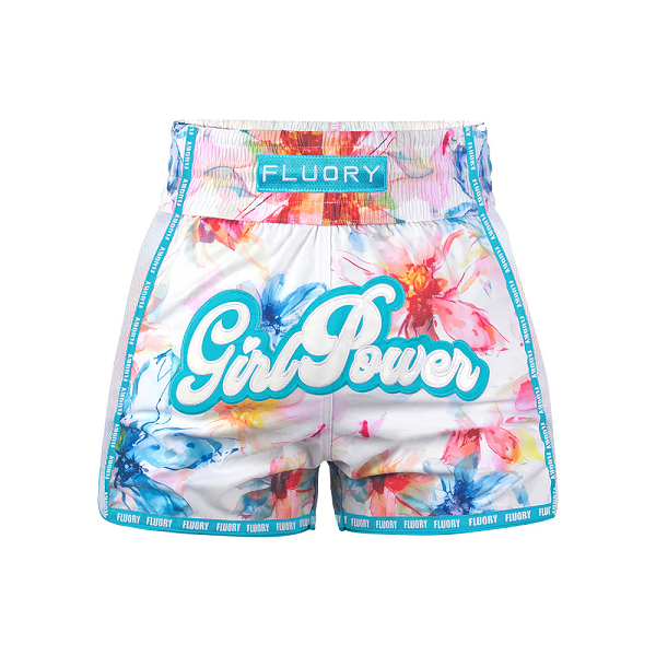Fluory Muay Thai Muay Thai Shorts Fluory Girl Power Floral Muay Thai Shorts Blue