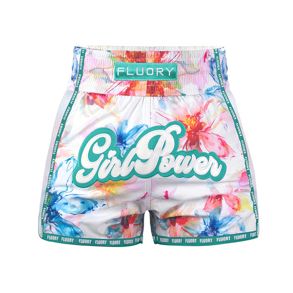 Fluory Muay Thai Muay Thai Shorts Fluory Girl Power Floral Muay Thai Shorts Green