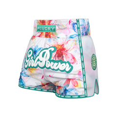 Fluory Muay Thai Muay Thai Shorts Fluory Girl Power Floral Muay Thai Shorts Green