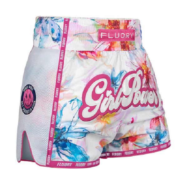 Fluory Muay Thai Muay Thai Shorts Fluory Girl Power Floral Muay Thai Shorts Pink