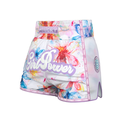 Fluory Muay Thai Muay Thai Shorts Fluory Girl Power Floral Muay Thai Shorts Purple