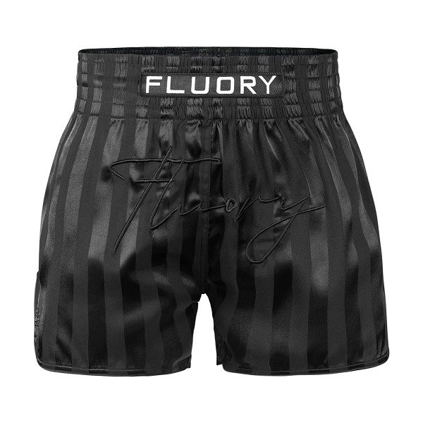 Fluory Muay Thai Muay Thai Shorts Fluory Pin Stripe Muay Thai Shorts Black