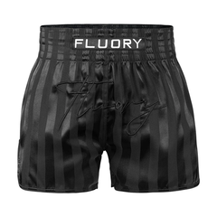 Fluory Muay Thai Muay Thai Shorts Fluory Pin Stripe Muay Thai Shorts Black