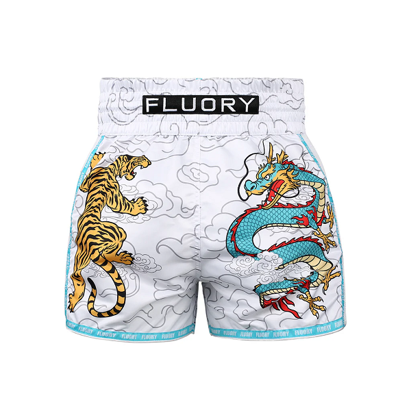 Fluory Muay Thai Muay Thai Shorts Fluory Tiger Muay Thai Shorts White