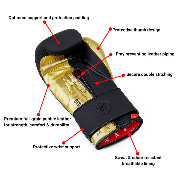 Guarded Combat Boxing Gloves Guarded Combat Beretta Pro Series 2.0 Matte Black-Gold