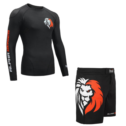 Morgan Longsleeve Rash Guard Morgan Alpha Series Longsleeve Rashguard + MMA Shorts Set