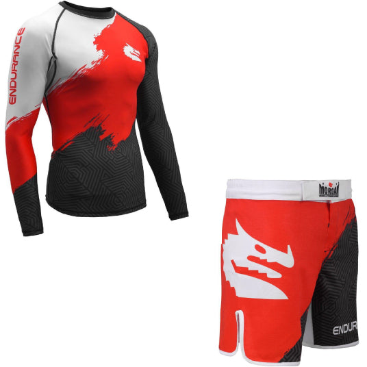 Morgan Longsleeve Rash Guard Morgan Endurance Longsleeve Rashguard + MMA Shorts Set