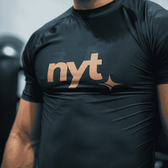 NYT Collection Short Sleeve Rashguards NYT Short Sleeve Sand Centre Logo Rashguard