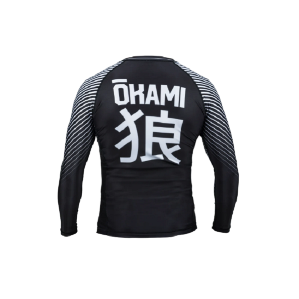 Okami Fightwear Longsleeve Rash Guard Okami Big Kanji LS Rashguard Black & White