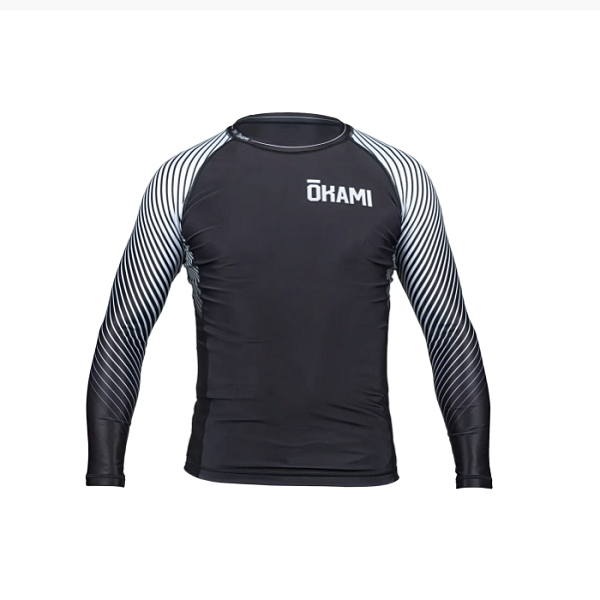 Okami Fightwear Longsleeve Rash Guard Okami Big Kanji LS Rashguard Black & White