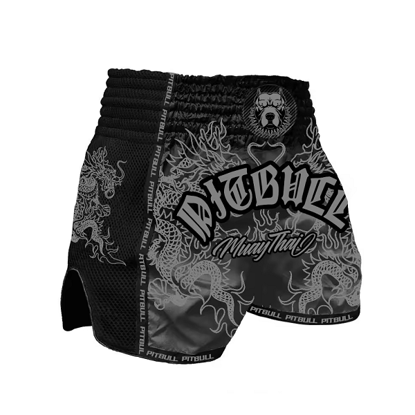 Pitbull Dragons Muay Thai Shorts Black/Black