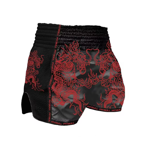 Pitbull Muay Thai Shorts Pitbull Dragons Muay Thai Shorts Black/Red