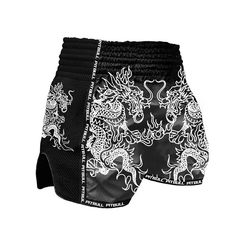 Pitbull Muay Thai Shorts Pitbull Dragons Muay Thai Shorts Black/White