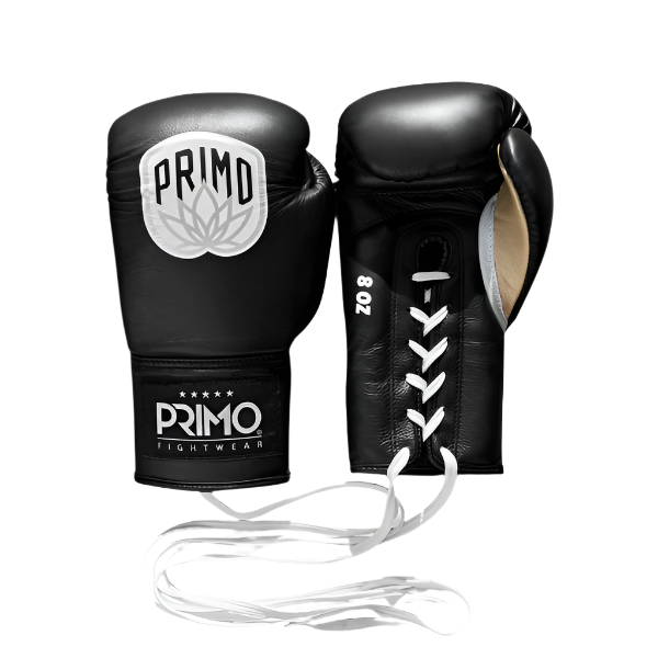 Primo Fightwear Boxing Gloves Lace Up Primo Pro Lace Up Boxing Gloves Onyx Black