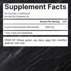 Pslalae Supplements Pslalae Creatine Monohydrate Capsules 60
