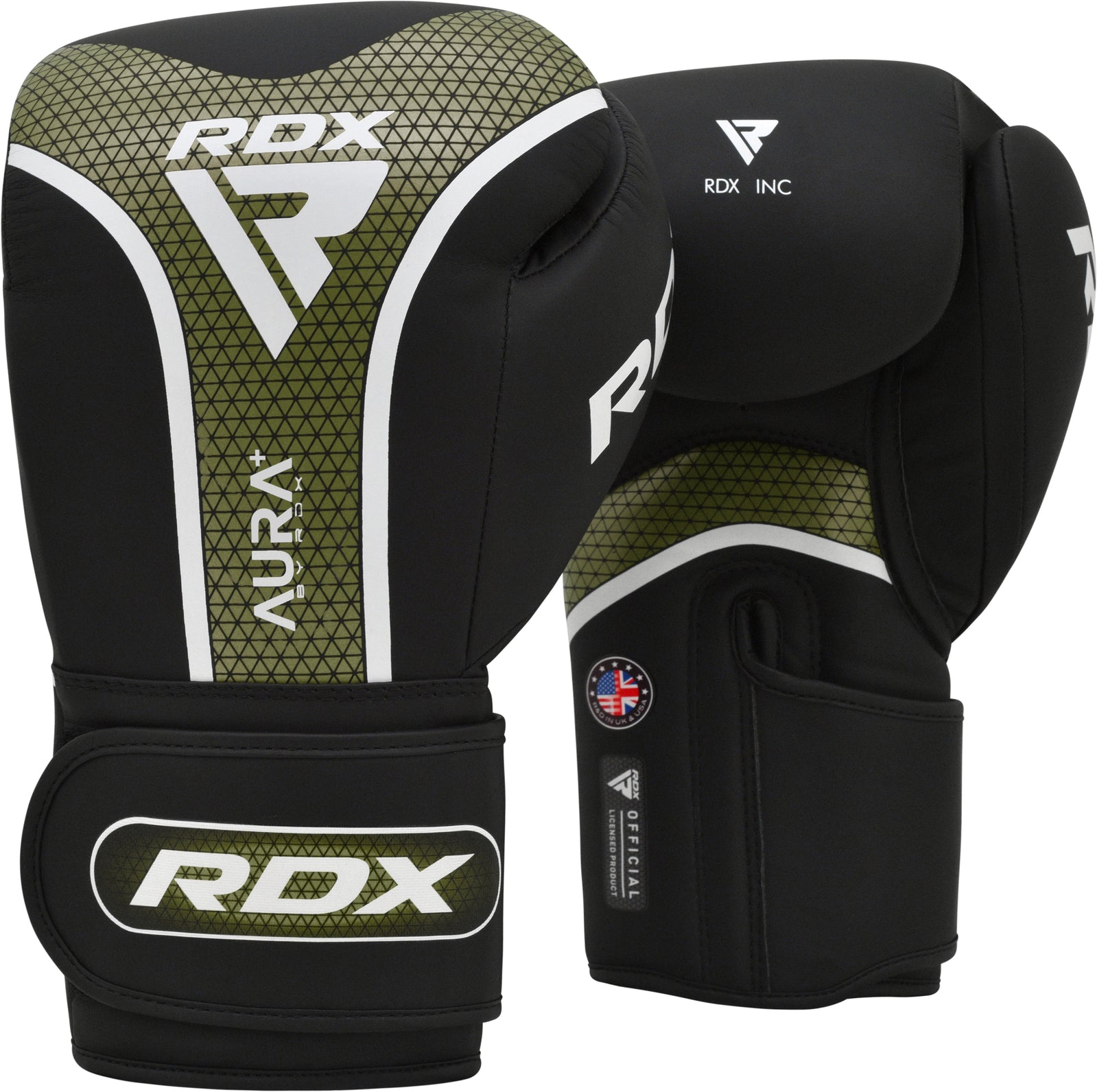 RDX Boxing Gloves RDX T17 Aura Plus Boxing Gloves - Black/Army Green