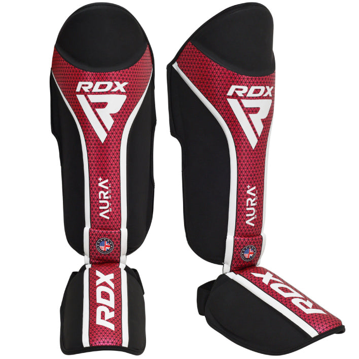 RDX Shin Guards RDX T17 Aura Plus Shinguards - Black/Red