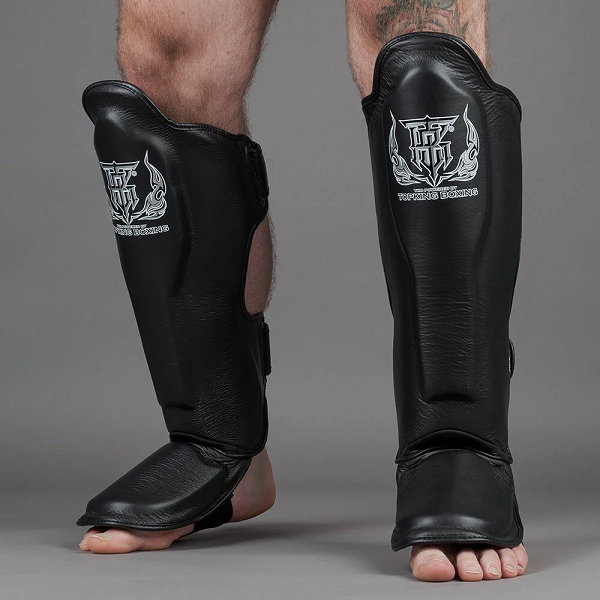 Top King Shin Guards Top King Shin Guards Pro Leather Black