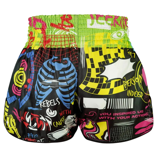 Tuff Muay Thai Shorts TUFF Neon Graffiti High Cut Retro Muay Thai Shorts