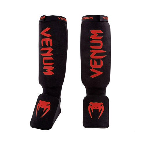 Venum Kontact Shin Guards - Black/Red - The Fight Factory