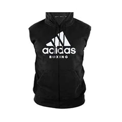 Adidas Boxing Sleeveless Zip Hoodie Black White - The Fight Factory