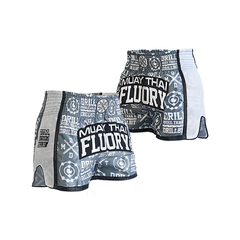 Fluory Muay Thai Muay Thai Shorts Fluory Drill Retro Muay Thai Shorts Grey