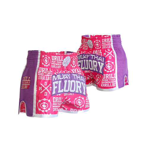 Fluory Muay Thai Muay Thai Shorts Fluory Drill Retro Muay Thai Shorts Pink