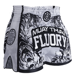 Fluory Muay Thai Muay Thai Shorts Fluory Eternity Retro Muay Thai Shorts White