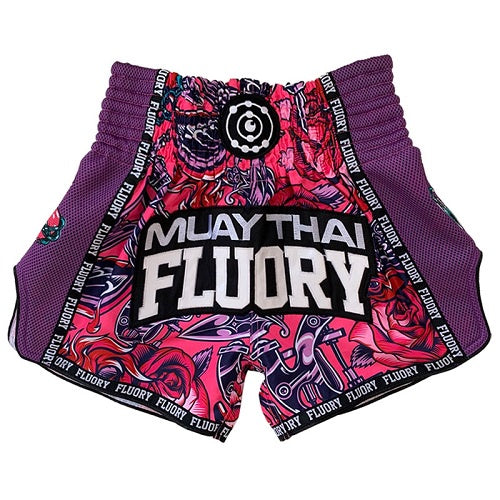 Fluory Muay Thai Muay Thai Shorts Fluory Eternity Tattoo Retro Muay Thai Shorts Purple