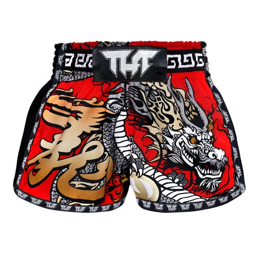 Tuff Muay Thai Shorts TUFF Red Chinese Dragon Retro Muay Thai Shorts