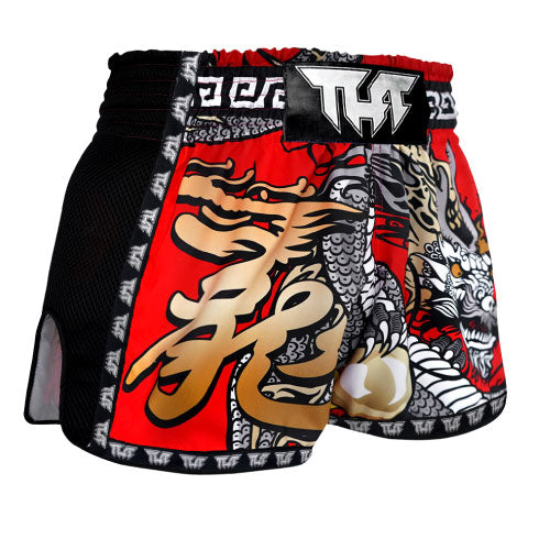 Tuff Muay Thai Shorts TUFF Red Chinese Dragon Retro Muay Thai Shorts