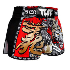 Tuff Muay Thai Shorts TUFF Red Chinese Dragon Retro Muay Thai Shorts